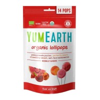 Yum Earth  Органические фруктовые леденцы на палочке, 14 шт. 4 вкуса (гранат, персик, клубника, арбуз)