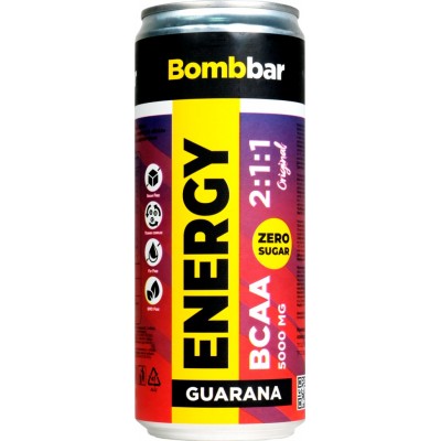 BOMBBAR Энергетический напиток без сахара BCAA + Гуарана оригинальный 330 мл