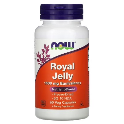 NOW Royal Jelly Маточное молочко 1500 mg 60 капсул