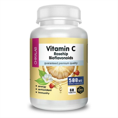 CHIKALAB Витамин С+шиповник+биофлавоноиды 60 капсул.