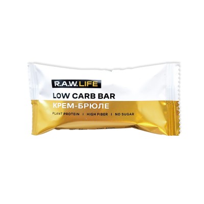 R.A.W. LIFE Low carb Батончик низкоуглеводный, Крем брюле 35 г