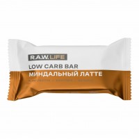 R.A.W. LIFE Low carb батончик протеиновый низкоуглеводный, Миндальный латте 35 г