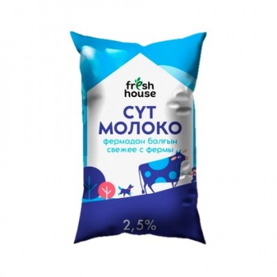 Fresh House Молоко пастеризованное 2.5% 1 л.