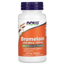 NOW Bromelain 2400 GDU/g 500 мг. (60 капсул)