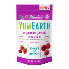 Yum Earth Органические фруктовые леденцы на палочке с витамином С, 14 шт. 3 вкуса ( клубника, вишня, ягода)