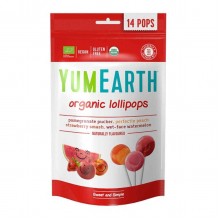 Yum Earth  Органические фруктовые леденцы на палочке, 14 шт. 4 вкуса (гранат, персик, клубника, арбуз)
