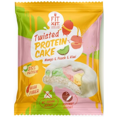 Fit Kit протеиновое пирожное TWISTED Protein Cake МАНГО-ПЕРСИК-КИВИ 70 гр.