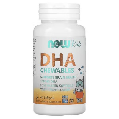 NOW DHA Kids Chewable 100 мг. 60 капсул