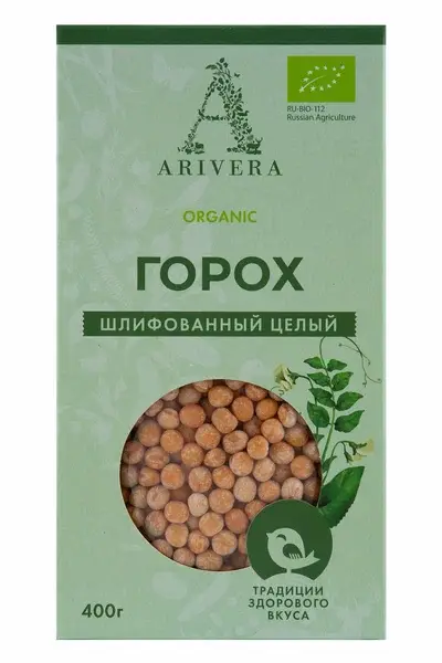 Аривера Горох шлифованый целый БИО 400 гр.