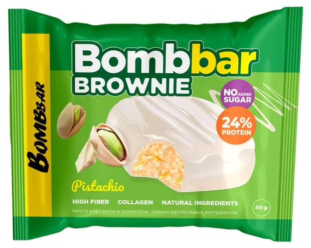 BOMBBAR Печенье глазированное Брауни "Фисташка" 50гр.