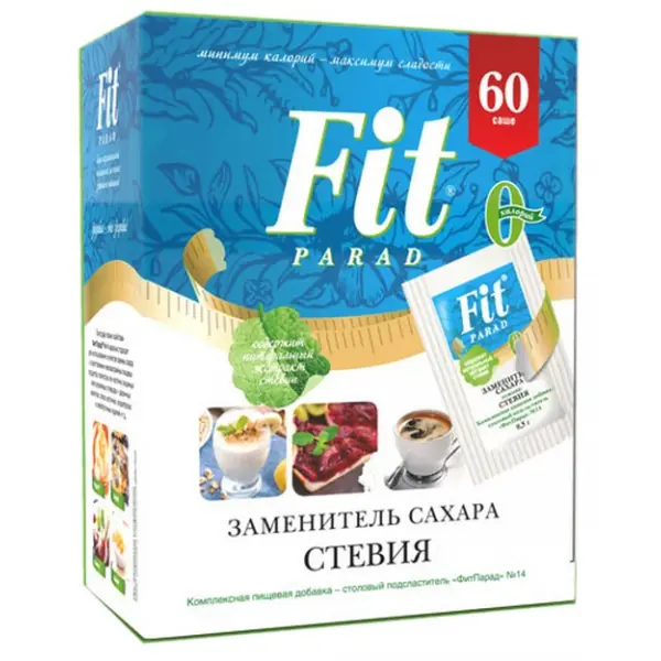 Fit parad №14 Заменитель сахара на основе стевии (60 пакетиков).