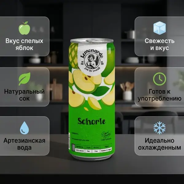 Lemonardo Алма лимонады т/б 330 мл.* 12 дана.
