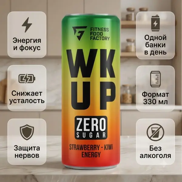 WK UP "Құлпынай-киви" сергітетін сусын 330 мл
