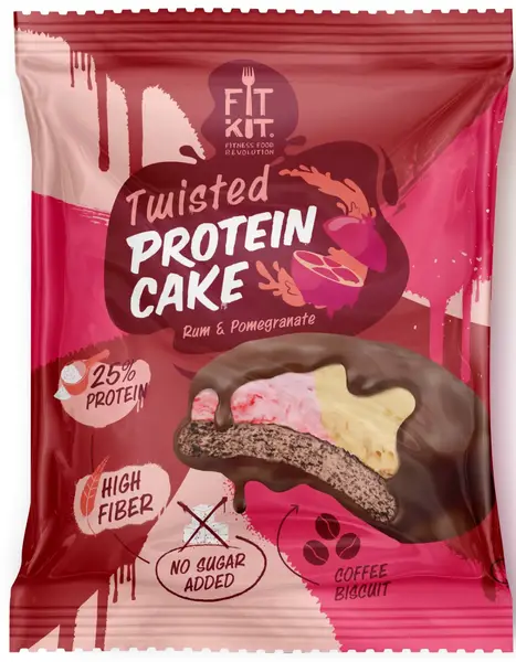Fit Kit протеиновое пирожное TWISTED Protein Cake РОМ-ГРАНАТ 70 гр.