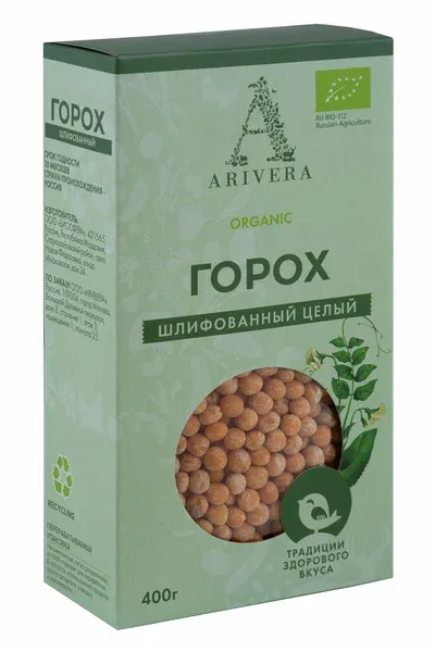 Аривера Горох шлифованый целый БИО 400 гр.