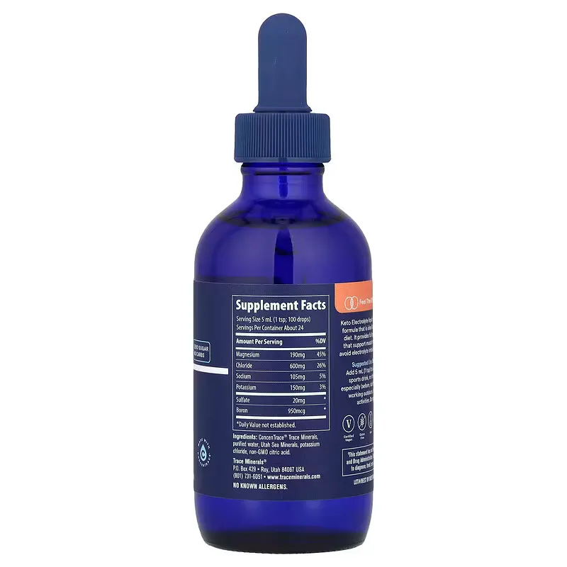Trace Minerals электролитические капли для соблюдающих кетодиету Keto Electrolyte Drops 118 мл
