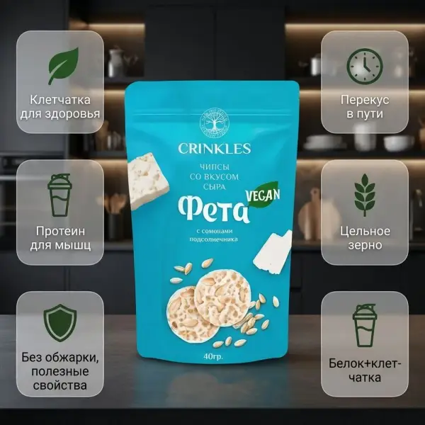 Crinkles Чипсы "Фета" с семянами подсолнечника 40гр.