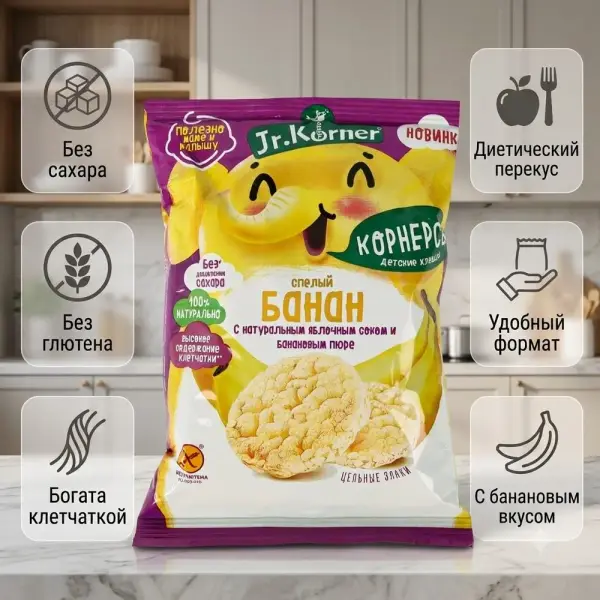 «Банан қосылған» Күріш қытырлақ мини-нандары 30гр.*36