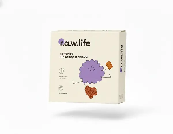 R.A.W. LIFE Печенье шоколад и злаки 80 гр.
