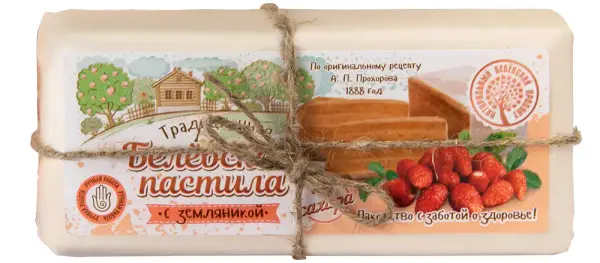 Белевская пастила Пастила белёвская диетическая с земляникой пергамент 200 гр.