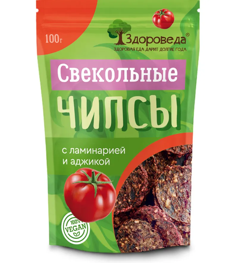 Свекольные чипсы с ламинарией и аджикой "Здороведа" 100 гр
