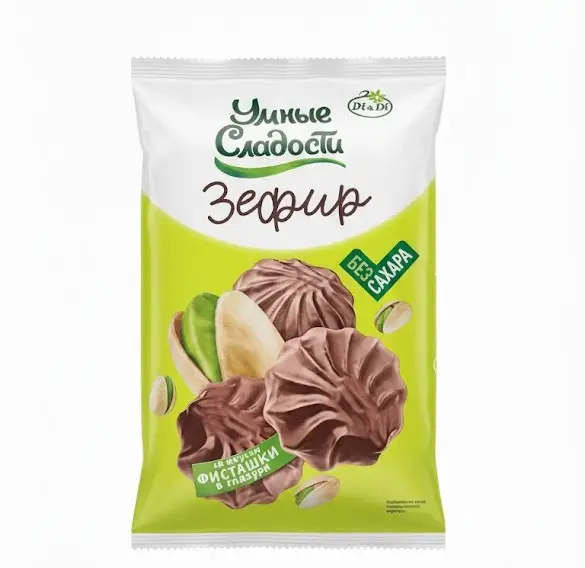 Зефир «Умные сладости» со вкусом фисташки в молочно-шоколадной глазури 180гр.