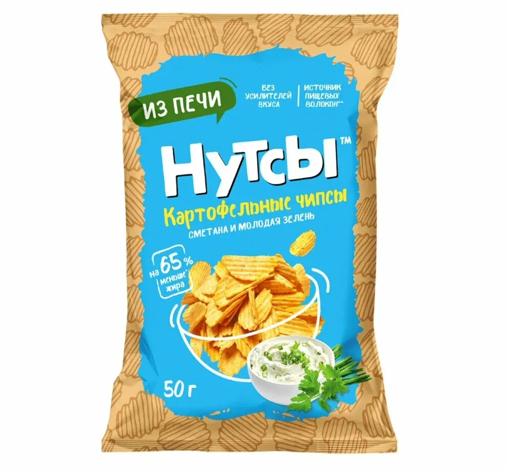 DS Чипсы картофельные НУТСЫ со вкусом Сметана и молодая зелень 50 гр.