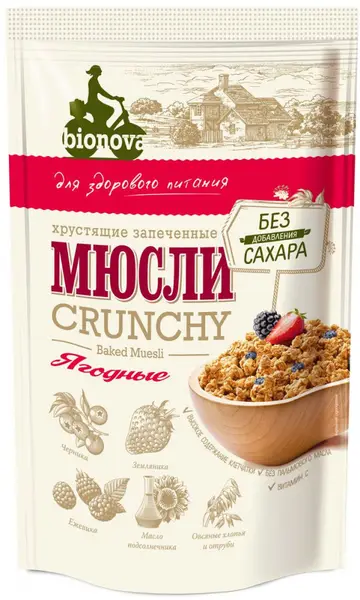 Bionova Мюсли хрустящие запечённые Ягодные 400гр.
