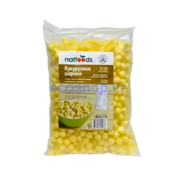 Natfoods Готовый завтрак Сладкие кукурузные шарики без сахара, без глютена 100гр.