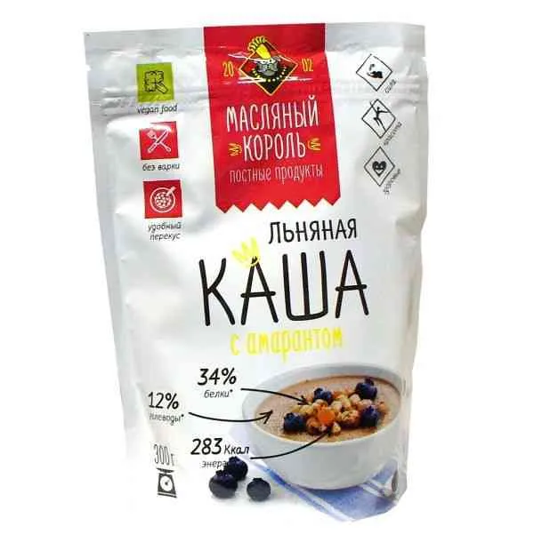 Масляный Король Каша льняная c амарантом 300гр.
