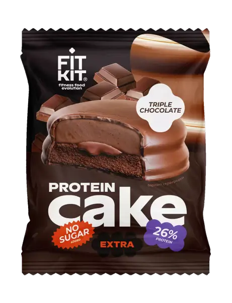Fit Kit протеиновое пирожное EXTRA Protein CAKE ТРОЙНОЙ ШОКОЛАД 70 гр.