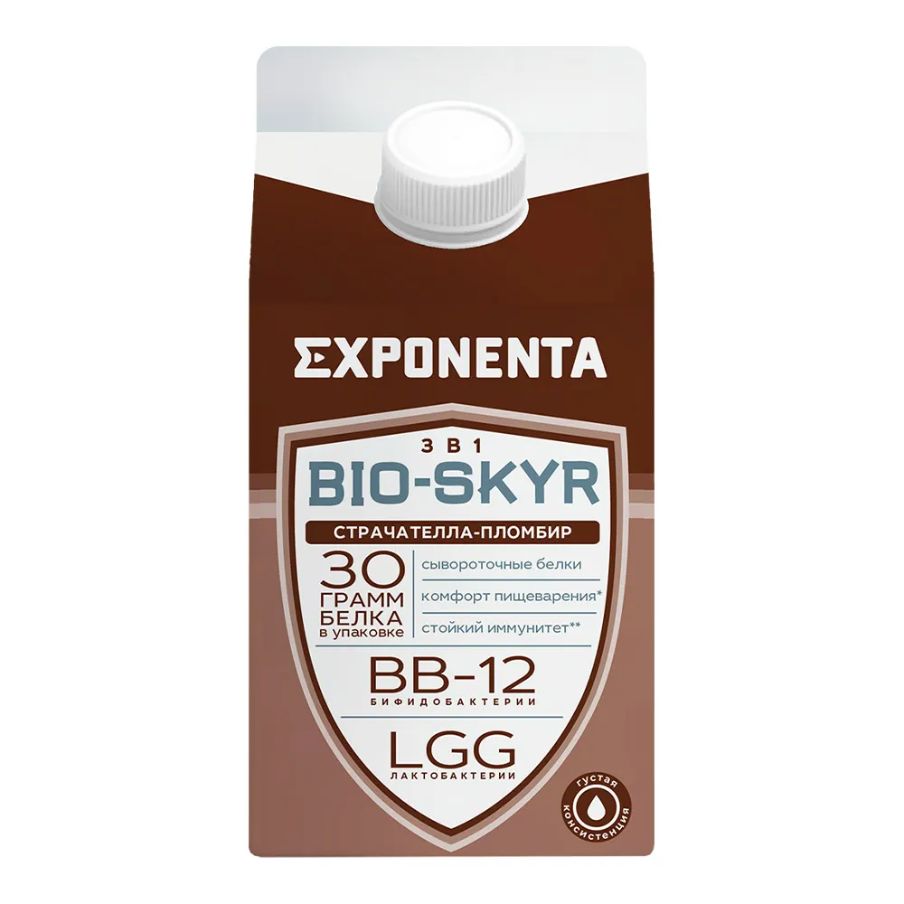 Exponenta Напиток кисломолочный БИО-СКИР Страчателла-пломбир 500 гр.