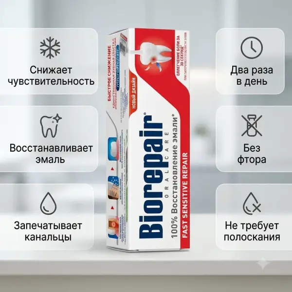 Biorepair сезімтал тістерге арналған тіс пастасы 75 мл.