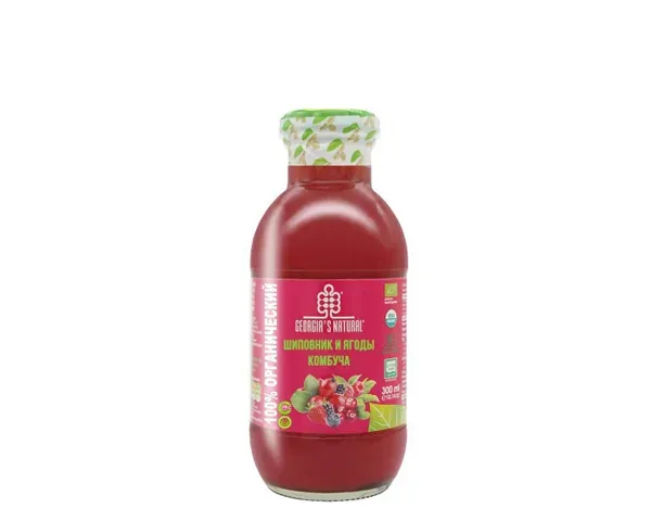 ORGANIC GEORGIAS NATURAL Итмұрын мен анар қосылған комбуча 300 мл.