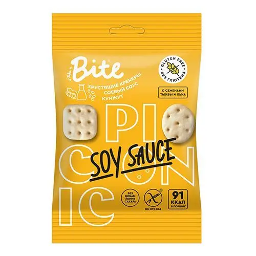 Bite Крекеры солёные со вкусом соевый соус - кунжут 60гр