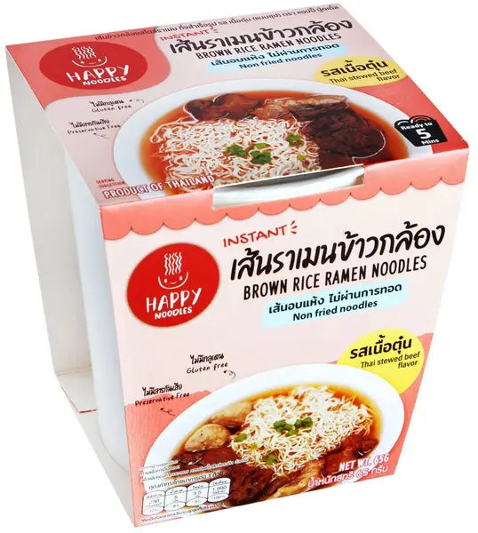 Happy Noodle Лапша Рамен из коричневого риса "Говядина по тайски" стакан 65 гр.