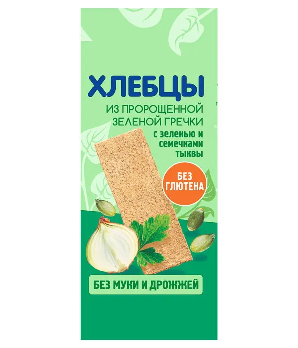 "Саттвик" көк шөптер мен асқабақ дәндері қосылған, өнген жасыл қарақұмықтан жасалған нан-талқандар 100гр.