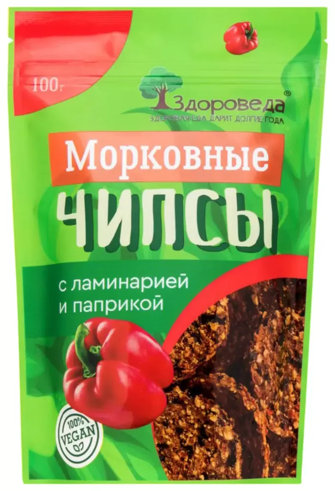 Морковные чипсы с ламинарией и паприкой "Здороведа" 100 гр.