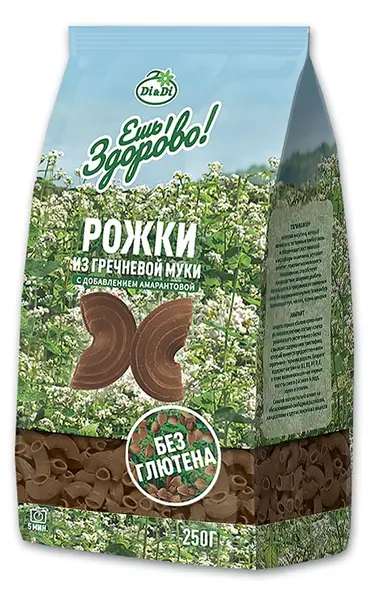 Макароны "Ешь ЗдорОво" из гречневой муки с добавлением амарантовой (Рожки) 250гр