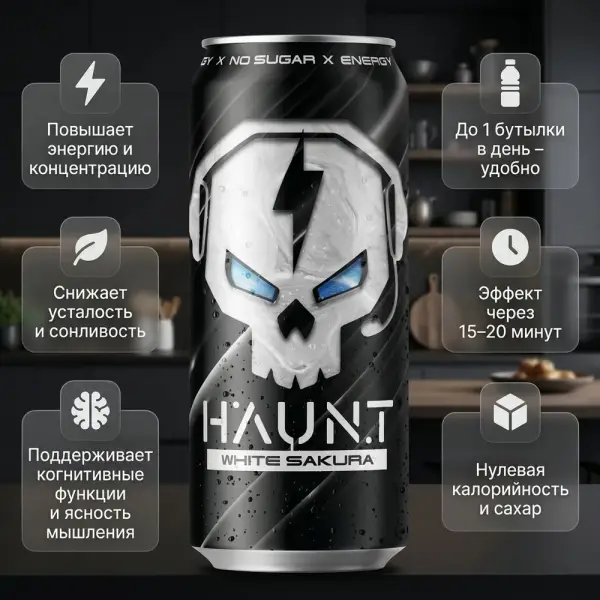 HAUNT газдалған тонизирлеуші сусын «Белая сакура» 500 мл