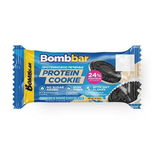 BOMBBAR Какао және ақ шоколад қосылған глазурьленген печенье 25 гр.*20 дана.