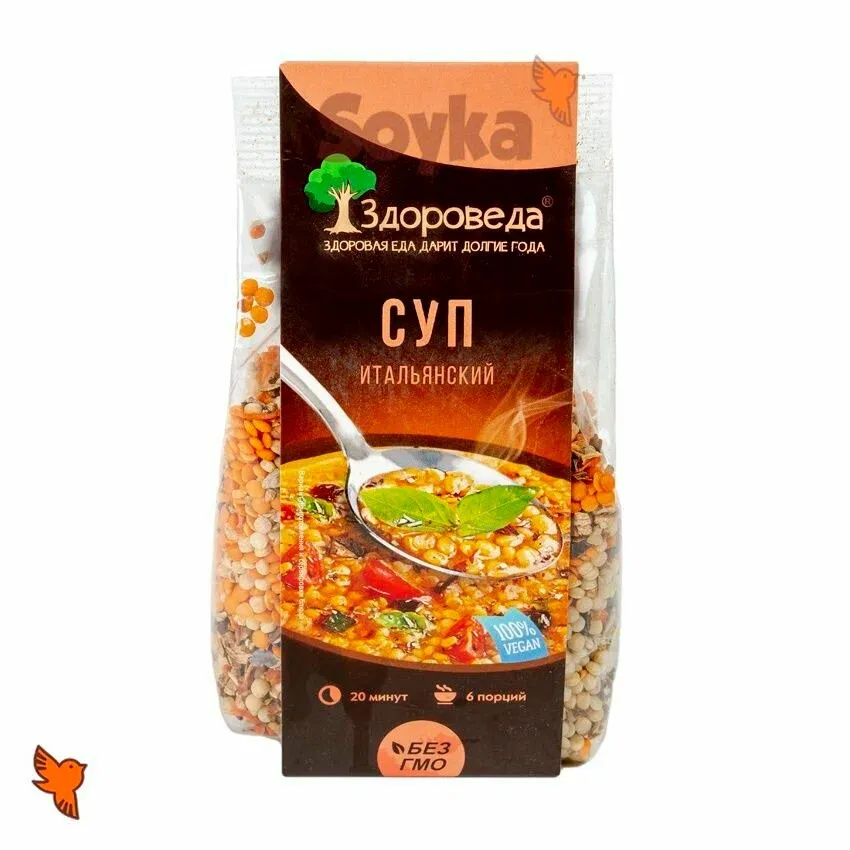 Суп итальянский с красной чечевицей и макароны "Здороведа" 250 гр.