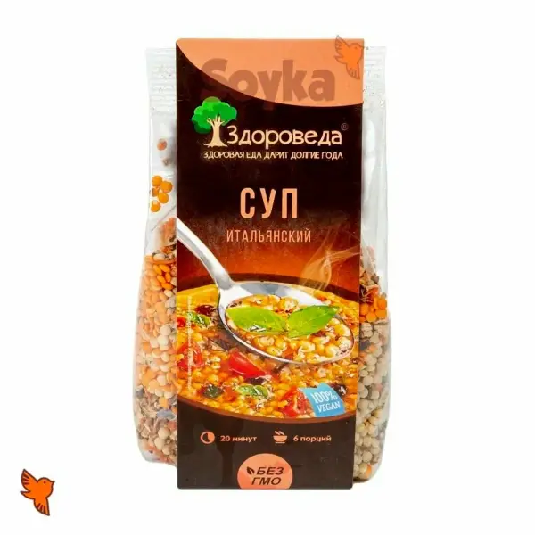 Суп итальянский с красной чечевицей   и макароны "Здороведа" 250 гр.