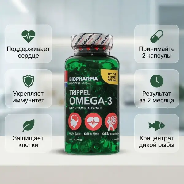 BIOPHARMA Trippel Omega-3 144 капсулы