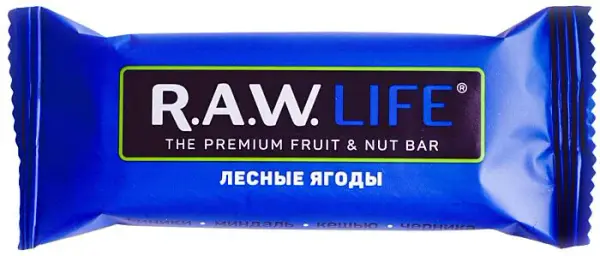 R.A.W. LIFE Орехово-фруктовый батончик, Лесные Ягоды 47г