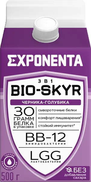Exponenta Напиток кисломолочный БИО-СКИР Черника-голубика 500 гр.