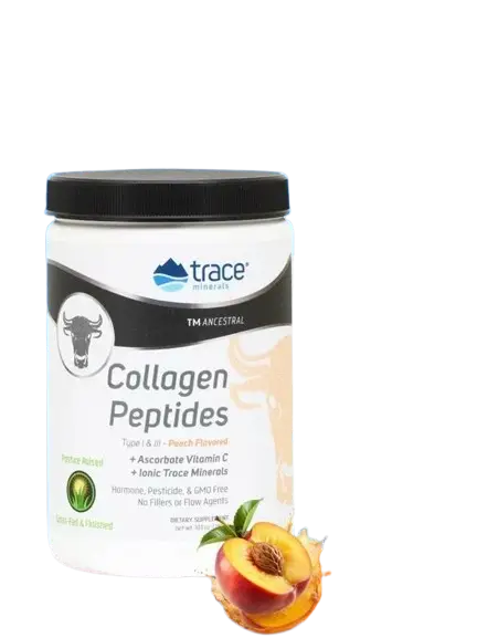 Trace Minerals Коллаген Collagen Peptides Peach + Витамин С + Ionic Minerals (со вкусом персика) 286 гр.
