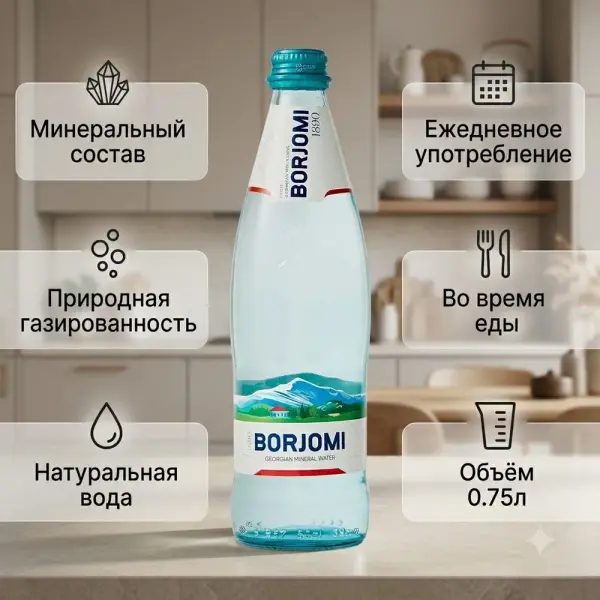 0.75л шыны су БОРЖОМИ