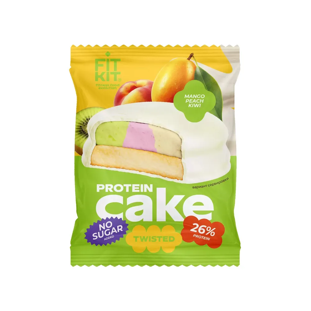 Fit Kit протеиновое пирожное TWISTED Protein Cake МАНГО-ПЕРСИК-КИВИ 70 гр.