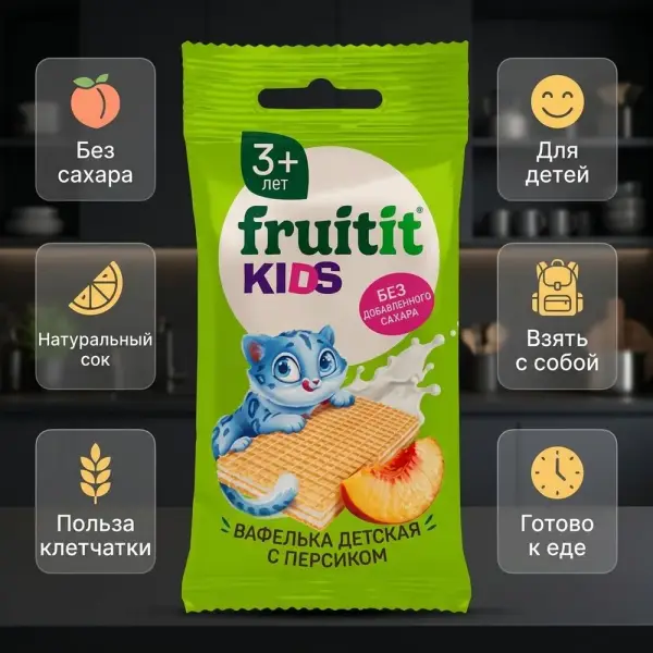Fruit it kids Шабдалы вафлилері 20 гр. * 30 дана.